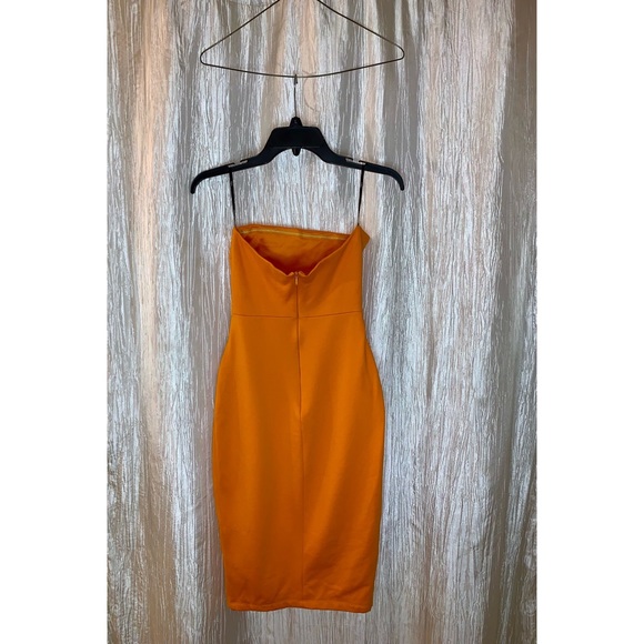 Lulus Orange Ruffled Strapless Bodycon Dress - Picture 3 of 7